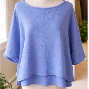 Oh My Gauze! Cotton Gauze Blouse – Light Blue